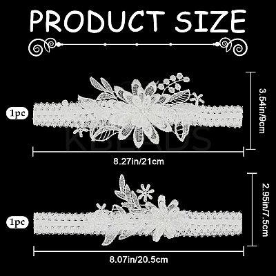 3D Flower Polyester Lace Elastic Bridal Garters AJEW-WH0470-03A-1