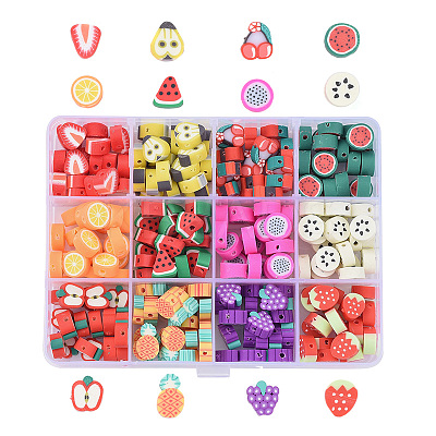 240Pcs 12 Kinds of Fruit Handmade Polymer Clay Beads CLAY-ZZ0001-001A-1