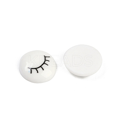 White and Black Flat Round Cartoon Resin Cabochons LS-CRES-Q009-01D-1