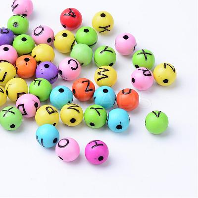 Craft Acrylic Horizontal Hole Letter Beads SACR-S201-04-1