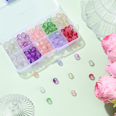 250Pcs 10 Colors Frosted Spray Painted Glass Beads GLAA-YW0005-42-1