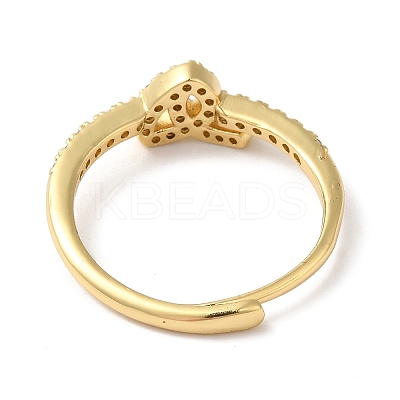 Rack Plating Brass Cubic Zirconia Arabic Letters Adjustable Rings for Women RJEW-S407-10G-01-1
