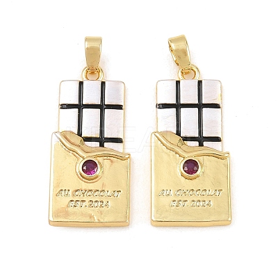 Brass Pave Cubic Zirconia Enamel Pendants KK-G549-03G-1
