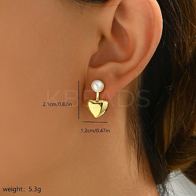 Elegant French Style Copper & Imitation Pearl Stud Earrings for Women XI4597-1-1