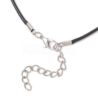 Electroplated Glass Beaded Heart Pendant Black Waxed Cotton Cord Necklaces for Women NJEW-MZ00120-03-1