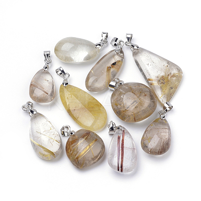Natural Rutilated Quartz Pendants G-R443-13A-1