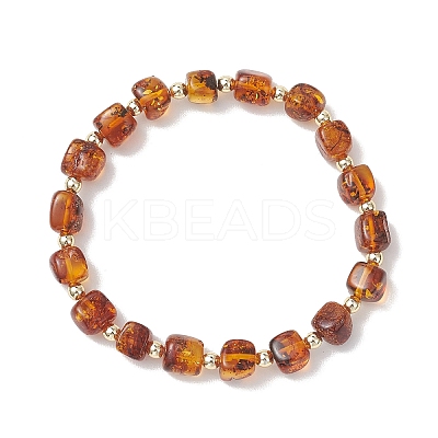 Natural Amber Beads Stretch Bracelets for Women BJEW-JB13254-1