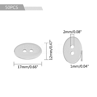 2-Hole Flat Oval 304 Stainless Steel Sewing Buttons for Bracelet Making STAS-UN0011-51P-1