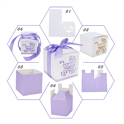Hollow Stroller BB Car Carriage Candy Box wedding party gifts with Ribbons CON-BC0004-97B-1