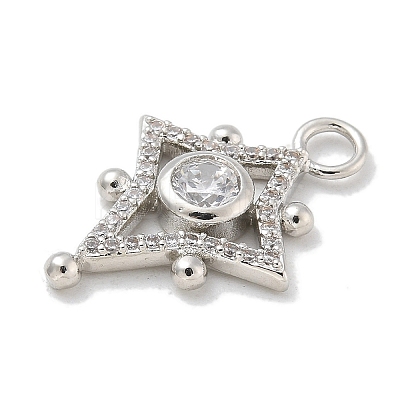 Rack Plating Brass Micro Pave Clear Cubic Zirconia Pendants KK-L224-008P-1