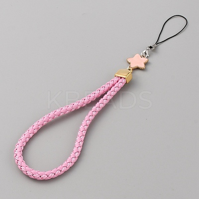 Knitting PU Leather Lanyard Wrist Strap Phone Star Charms Straps AJEW-WH0342-62A-1