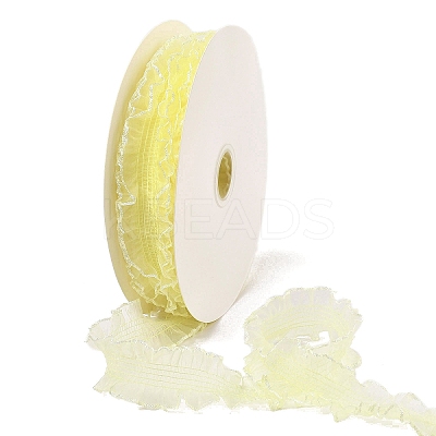 20 Yards Polyester Pleated Elastic Lace Trim SRIB-M015-01I-1