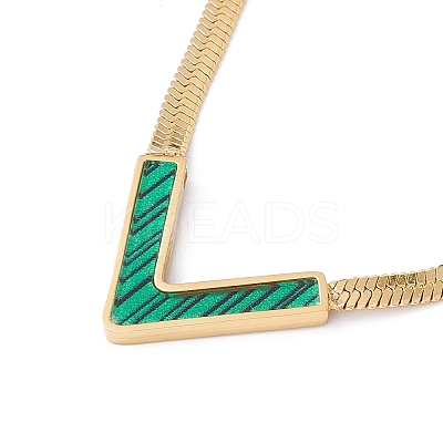 Ion Plating(IP) Synthetic Shell Initial Letter V Pendant Necklace NJEW-G074-58G-03-1