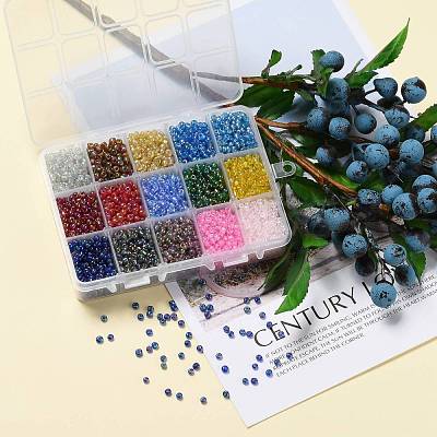 375G 15 Colors Glass Seed Beads SEED-JP0004-05-4mm-1