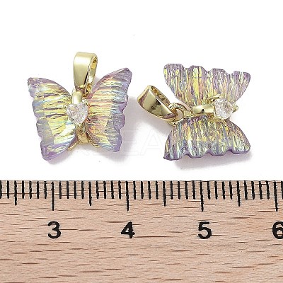 Real 18K Gold Plated Rack Plating Brass Micro Pave Cubic Zirconia Pendants KK-R161-06G-06-1