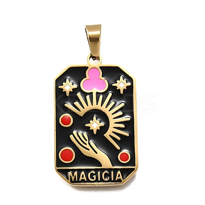 Tarot 304 Stainless Steel Enamel Pendants STAS-M119-09M-G-1