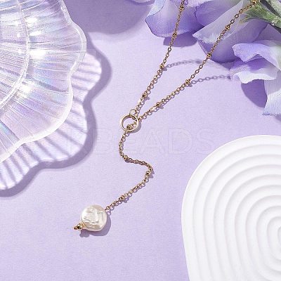 ABS Plastic Imitation Pearl Nuggets Pendant Necklaces NJEW-JN04952-1