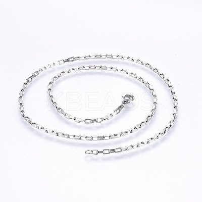 Non-Tarnish 304 Stainless Steel Box Chain Necklaces NJEW-F226-07P-02-1