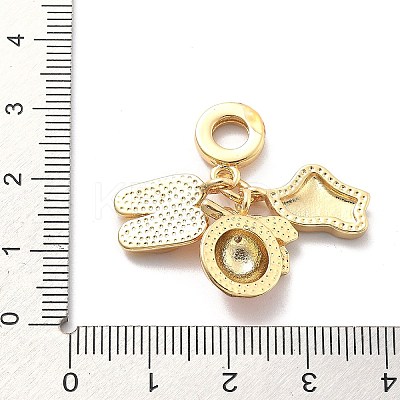 Rack Plating Brass Cubic Zirconia European Dangle Charms X-KK-Q017-35G-1