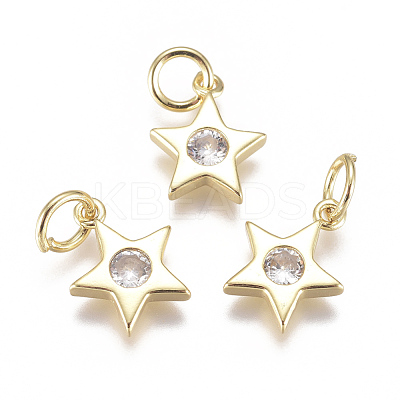 Brass Micro Pave Cubic Zirconia Charms ZIRC-F111-09G-08-1