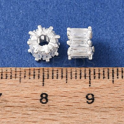 Brass Micro Pave Cubic Zirconia European Beads KK-C157-09D-S-1