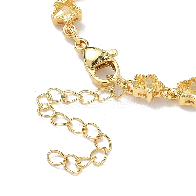 Star Brass Pave Cubic Zirconia Link Chain Bracelets for Women BJEW-P385-03G-07-1