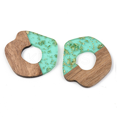 Transparent Resin & Walnut Wood Pendants RESI-S389-050A-B02-1