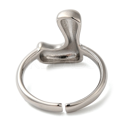 Initials Brass Open Cuff Ring for Women RJEW-N046-02L-P-1