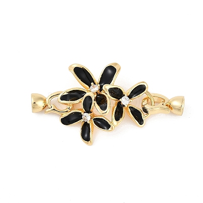 Brass Micro Pave Clear Cubic Zirconia Fold Over Clasps KK-U043-09G-01-1
