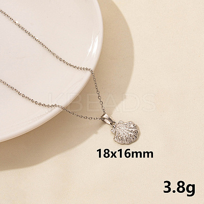 304 Stainless Steel Shell Shape Pendant Necklaces JQ3185-1-1