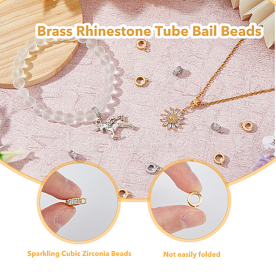 16Pcs 4 Style Brass Micro Pave Cubic Zirconia Tube Bails KK-FH0007-20-1