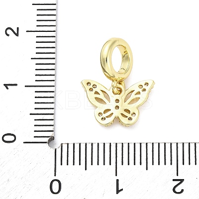 Brass Micro Pave Cubic Zirconia European Dangle Charms KK-D325-21G-02-1