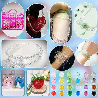 24 Colors Transparent Acrylic Beads TACR-PH0001-93A-1