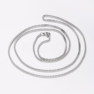 Non-Tarnish 201 Stainless Steel Box Chain Necklaces NJEW-I205-20P-2MM-1