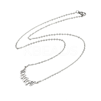 201 Stainless Steel Number 444 with Butterfly Wings Pendant Necklaces NJEW-P332-01B-P-1
