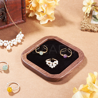 1Pc Wood with Velvet Jewelry Plate ODIS-TA0001-10-1