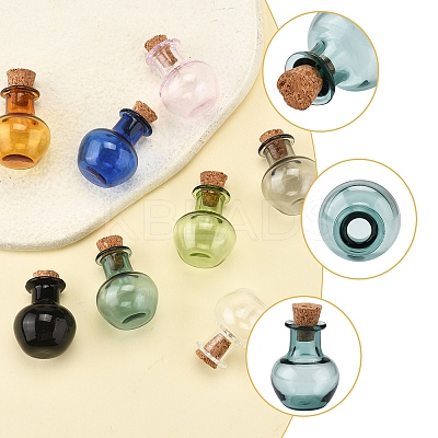8Pcs 8 Colors Round Glass Cork Bottles Ornament BOTT-FS0001-04-1