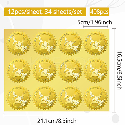 34 Sheets Self Adhesive Gold Foil Embossed Stickers DIY-WH0509-037-1