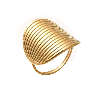 Oval 304 Stainless Steel Cuff Rings for Women LS-RJEW-G339-01G-1