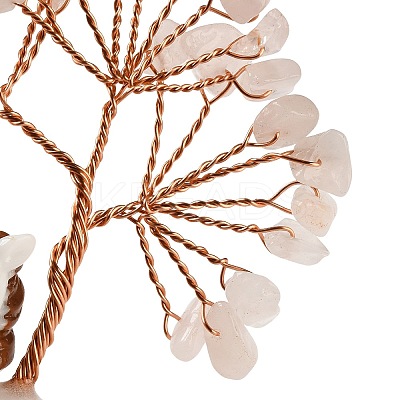 Natural Rose Quartz Chips Tree of Life Decorations DJEW-A017-01M-1