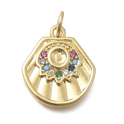Brass Micro Pave Cubic Zirconia Pendants KK-D431-021A-02G-1