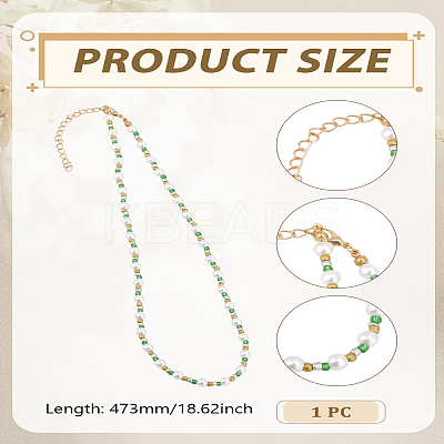 1Pc Glass Seed Beads & Glass Pearl Round Beaded Necklaces NJEW-LP0007-32-1