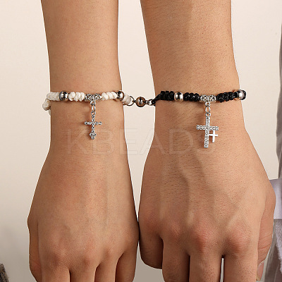 Alloy Rhinestone & Wax Cord Charm Bracelets WG5D9F2-01-1