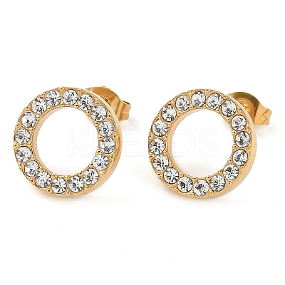 Ring PVD Vacuum Plating 304 Stainless Steel Crystal Rhinestone Pendant Necklaces & Bracelets & Stud Earrings Sets for Women SJEW-C004-09G-01-1