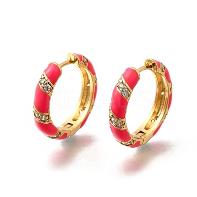 Brass Micro Pave Clear Cubic Zirconia Huggie Hoop Earrings EJEW-H121-22G-03-1