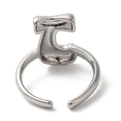 Initials Brass Open Cuff Ring for Women RJEW-N046-02J-P-1