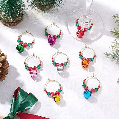 Christmas Iron Bell Wine Glass Ornaments HJEW-MZ00306-1