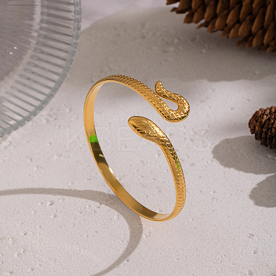 Snake Shaped 304 Stainless Steel Open Cuff Bangles for Women QJ2255-1