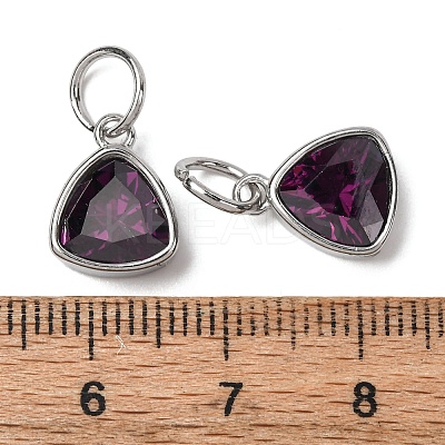 304 Stainless Steel Cubic Zirconia Pendant ZIRC-P080-B01-1