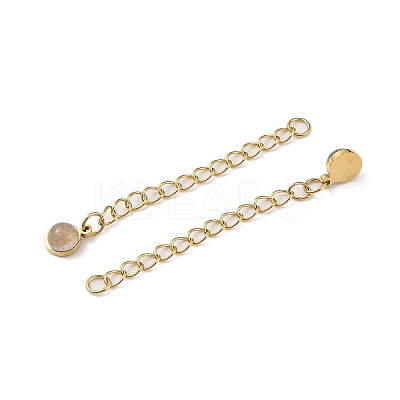 Ion Plating(IP) 316 Surgical Stainless Steel Curb Chain Extender with Natural Labradorite Round Charm STAS-A097-01G-11-1